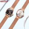 OLEVS marque doux Style filles montre à Quartz en acier inoxydable matériel milanais bracelet de montre montres étanche montre pour dame